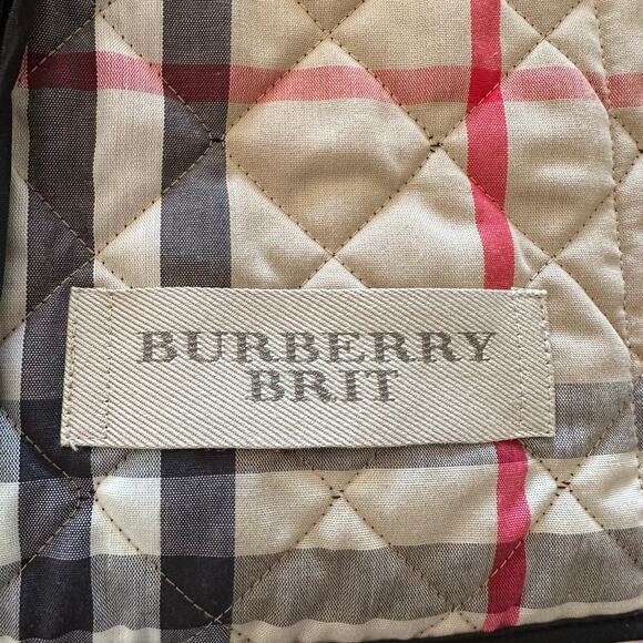 Burberry Brit Black Quilted Trench Coat Button Up Short Jacket Modern British - Picture 10 of 12